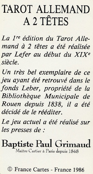 Allemand A 2 Tetes Tarot